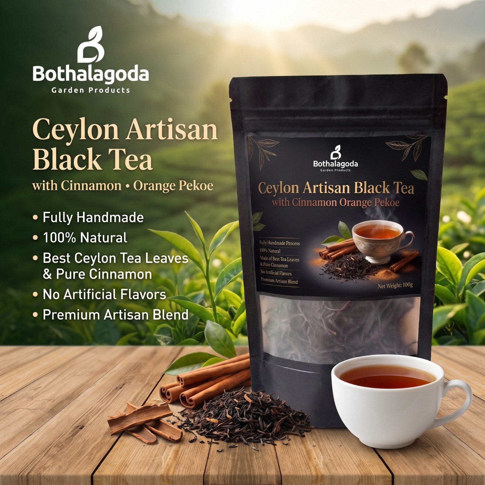Handmade Cinnamon Black Tea 100g – Sri Lankan Ceylon Tea - Image 2