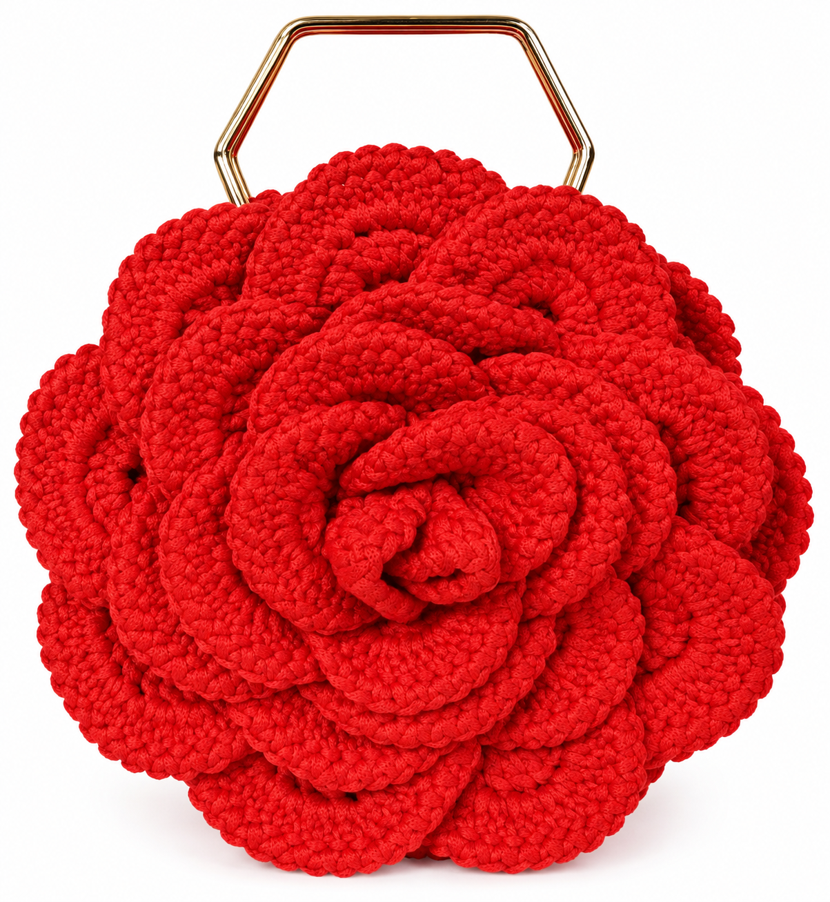 Handmade Red Rose Crochet Handbag – Elegant Floral Crochet Bag