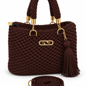 handmade black crochet handbag