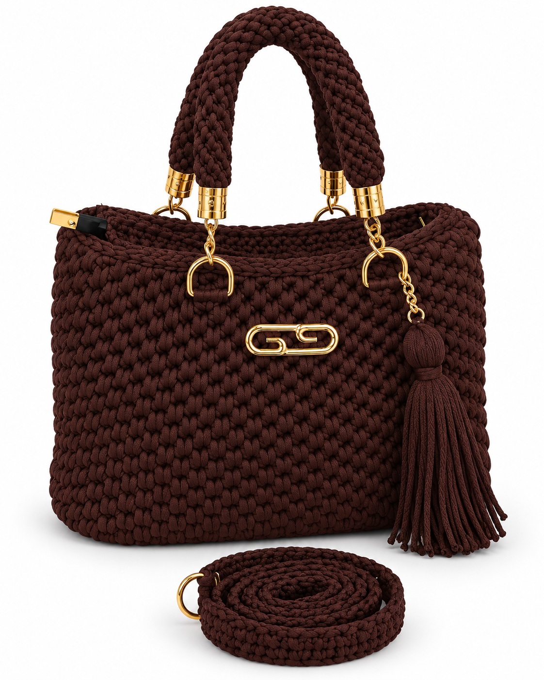 handmade black crochet handbag