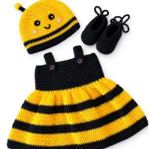 Handmade Crochet Baby Bee Outfit Set – Yellow & Black